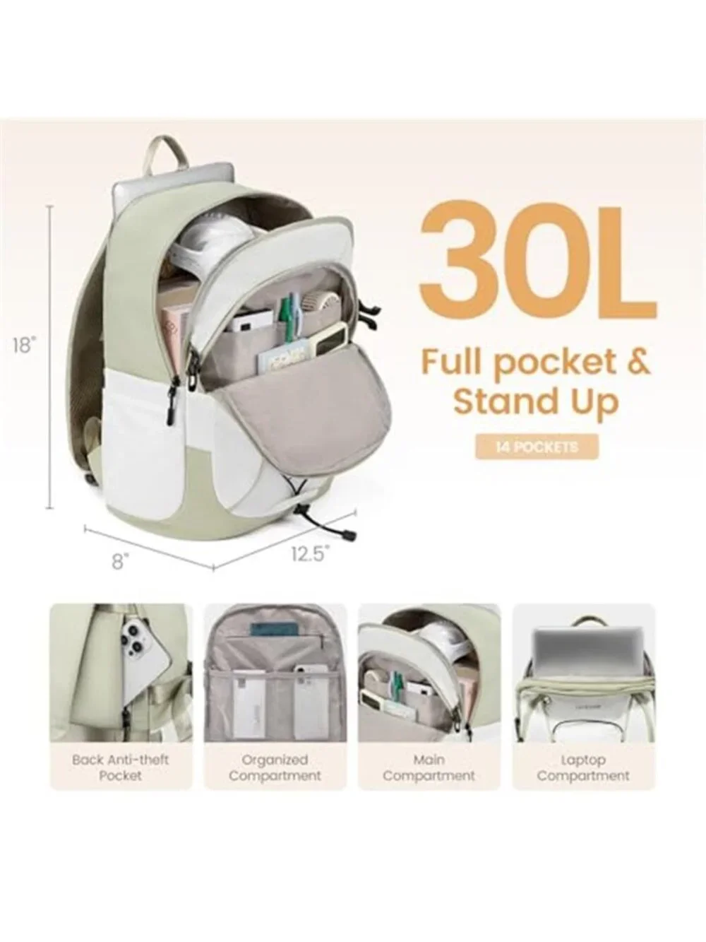 Laptop Backpack Travel Carry On Waterproof School Work Computer Backpack Large